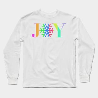 JOY - Bright Stripe Snowflake - on White Long Sleeve T-Shirt